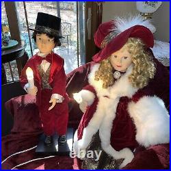 Vtg Animated Christmas Carolers 27 Victorian Couple Lighted Candlesticks Exc