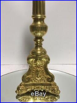 Vtg Antique Brass Jmj Altar Candlesticks 16 Ridged Stems (church. Catholic,)