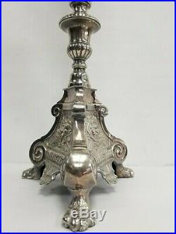 Vtg Antique Religious Altar Church Candlesticks Candle Holder 30 Silver Plated