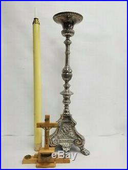 Vtg Antique Religious Altar Church Candlesticks Candle Holder 30 Silver Plated