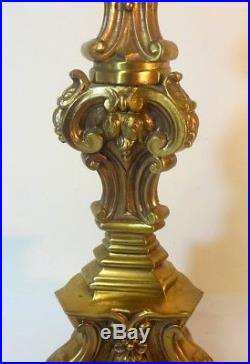 Vtg Brass BAROQUE Style Candlestick Lamp Shells Renaissance Acanthus Leaves