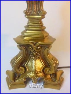 Vtg Brass BAROQUE Style Candlestick Lamp Shells Renaissance Acanthus Leaves