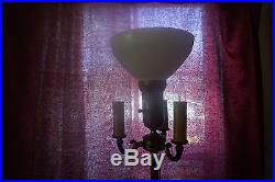 Vtg Brass Candelabra Torchiere Floor Lamp Onyx Marble Stone Base Candlestick