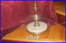 Vtg Brass Candelabra Torchiere Floor Lamp Onyx Marble Stone Base Candlestick