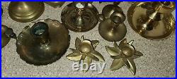 Vtg Brass Candlestick Lot of 25 Candle Holders Wedding Party Decor Waccamaw