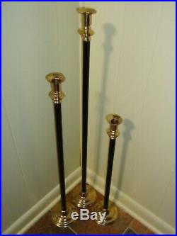 Vtg Brass or Metal Floor Standing Candle Holders Mid Century Modern Art Deco