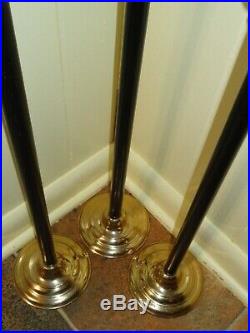 Vtg Brass or Metal Floor Standing Candle Holders Mid Century Modern Art Deco