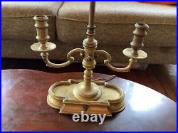 Vtg French Bouillotte Brass Candlestick Adjustable Tole Desk Table Lamp shade