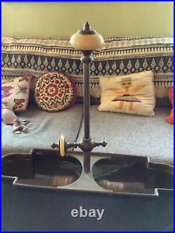 Vtg French Bouillotte Brass Candlestick Adjustable Tole Desk Table Lamp shade