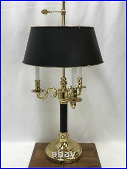 Vtg Large 34 Brass Bouillotte Lamp 3 Arm Candlestick Black Shade Executive Desk