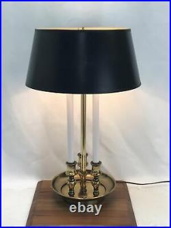 Vtg Large Bouillotte Lamp 3 Arm Candlestick Black Shade Executive Desk Brass