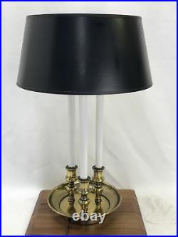 Vtg Large Bouillotte Lamp 3 Arm Candlestick Black Shade Executive Desk Brass