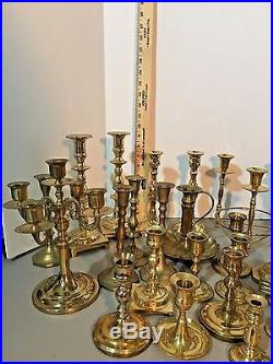 Vtg Lot of 28 Brass Candlestick Holders Wedding Home Church Inn Christmas Decor