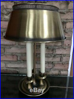 Vtg Mid Century Bouillotte Brass 3-way Table Lamp Candlestick Antique Toleware