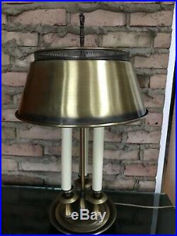 Vtg Mid Century Bouillotte Brass 3-way Table Lamp Candlestick Antique Toleware