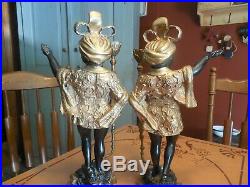 Vtg Pair (2) Beautiful Brass/bronze Blackamoor Statue 16/ 15 3/4 Candlesticks