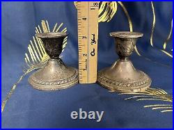 Vtg Pair Of Candlesticks Newport Sterling 12213 Cement Filled