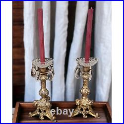 Vtg Pair of Brass Gilt Candlesticks from 1930's France