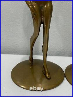 Vtg Robert Thew Patinated Bronze Art Deco Style Nude Woman Candle Sticks Holders