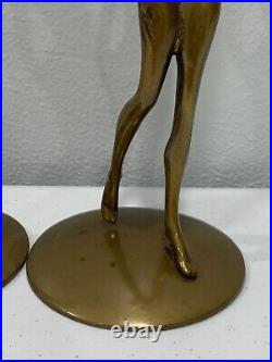 Vtg Robert Thew Patinated Bronze Art Deco Style Nude Woman Candle Sticks Holders