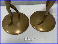 Vtg Robert Thew Patinated Bronze Art Deco Style Nude Woman Candle Sticks Holders