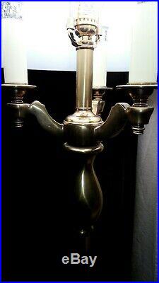 Vtg STIFFEL Mid Century 3 Arm 4 light Candelabra Candlestick Brass Floor Lamp