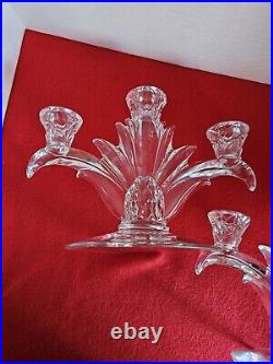 Vtg Set Of 2 Heisey Plantation Clear 3 Lite Candlesticks