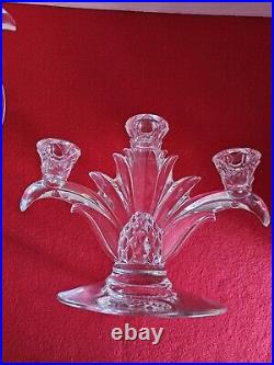 Vtg Set Of 2 Heisey Plantation Clear 3 Lite Candlesticks