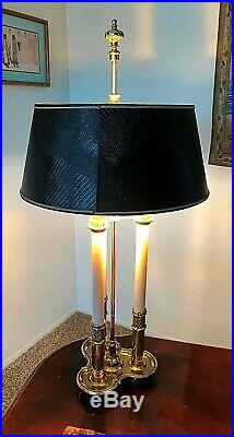 Vtg Stiffel #7145 Brass Adjustable BOUILLOTTE Candlestick Desk Lamp with Shade