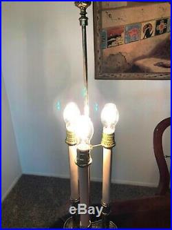 Vtg Stiffel #7145 Brass Adjustable BOUILLOTTE Candlestick Desk Lamp with Shade