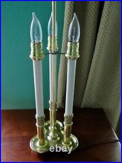 Vtg. Stiffel #7145 Brass Adjustable Bouillotte Candlestick Lamp with Shade EUC