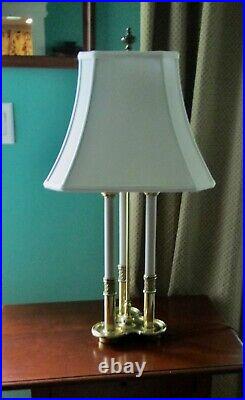 Vtg. Stiffel #7145 Brass Adjustable Bouillotte Candlestick Lamp with Shade EUC