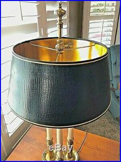 Vtg Stiffel Solid Brass Bouillotte Candlestick Desk Lamp with Adjustable Shade