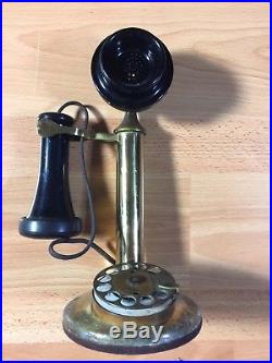 Vtg Western Electric 51AL Rotary Dial Candlestick Telephone Bell 1920s Brass