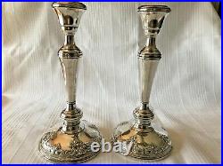 Wallace Grand Baroque (2) Tall 9 7/8 Sterling Candle Sticks Pair, vintage