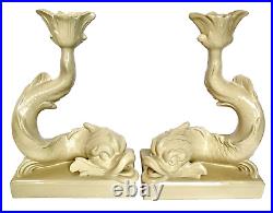 Wedgwood Dolphin Fish Candlesticks Pair Vintage