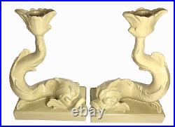 Wedgwood Dolphin Fish Candlesticks Pair Vintage