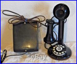 Western Electric Candlestick Rotary Dial Telephone & Plastic Ringer Box VTG