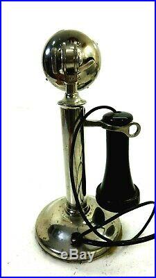 Western Electric Nickel Plated 20-b Candlestick Phone Vintage 1913 With Ring Box