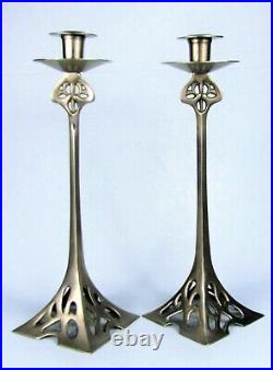 Wmf Art Nouveau Jugendstil Candlesticks 15 Silver Metal Vintage Reproductions