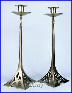 Wmf Art Nouveau Jugendstil Candlesticks 15 Silver Metal Vintage Reproductions