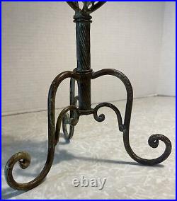 Wrought Iron 18 inches Tall Tole Lemons and Leaves Pillar Candleholder