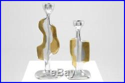 X2 David Marshall Candlesticks Brass Aluminium Midcentury Vintage 1970 Sculpture