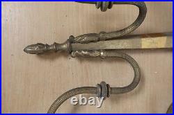 X3 Brass Wall Sconces Antique Vintage Lantern Flame Double Candlestick Ornate