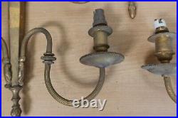 X3 Brass Wall Sconces Antique Vintage Lantern Flame Double Candlestick Ornate