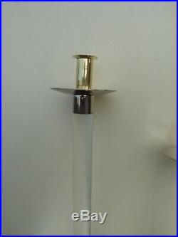 Xxl 3 candlesticks lucite chrome & brass Jones Hollis, karl springer vintage ret