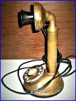 -rare-original-vintage-brass-western Electric-candlestick Telephone-350w-tested