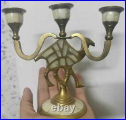 (vintage) brass With Mother Of Pearl, 3 candlestick, shape camel and 3 camel